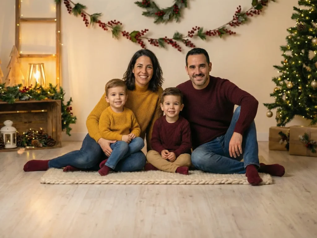 Sesión de fotos familiares de navidad en Montilla